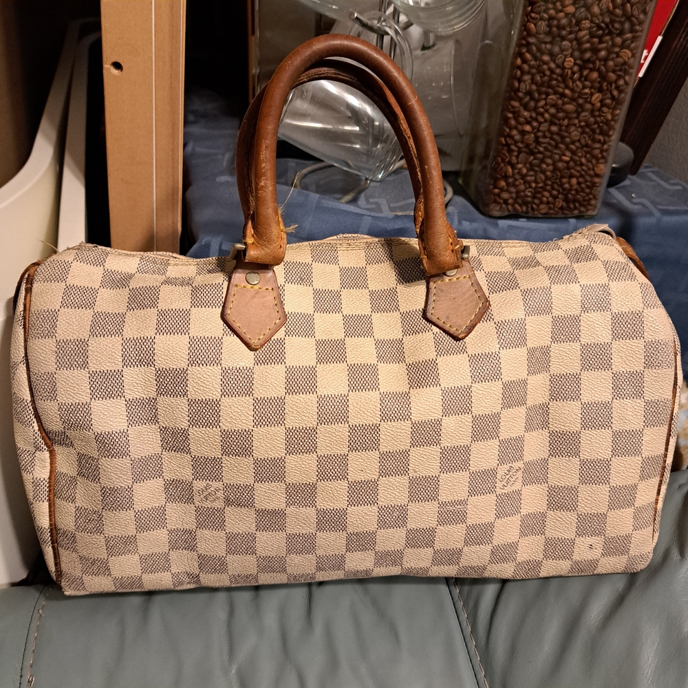 Louis Vuitton Damier Azur Satchel in Cream and Brown Trim